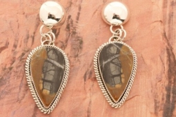 Artie Yellowhorse Genuine Picasso Stone Sterling Silver Post Earrings